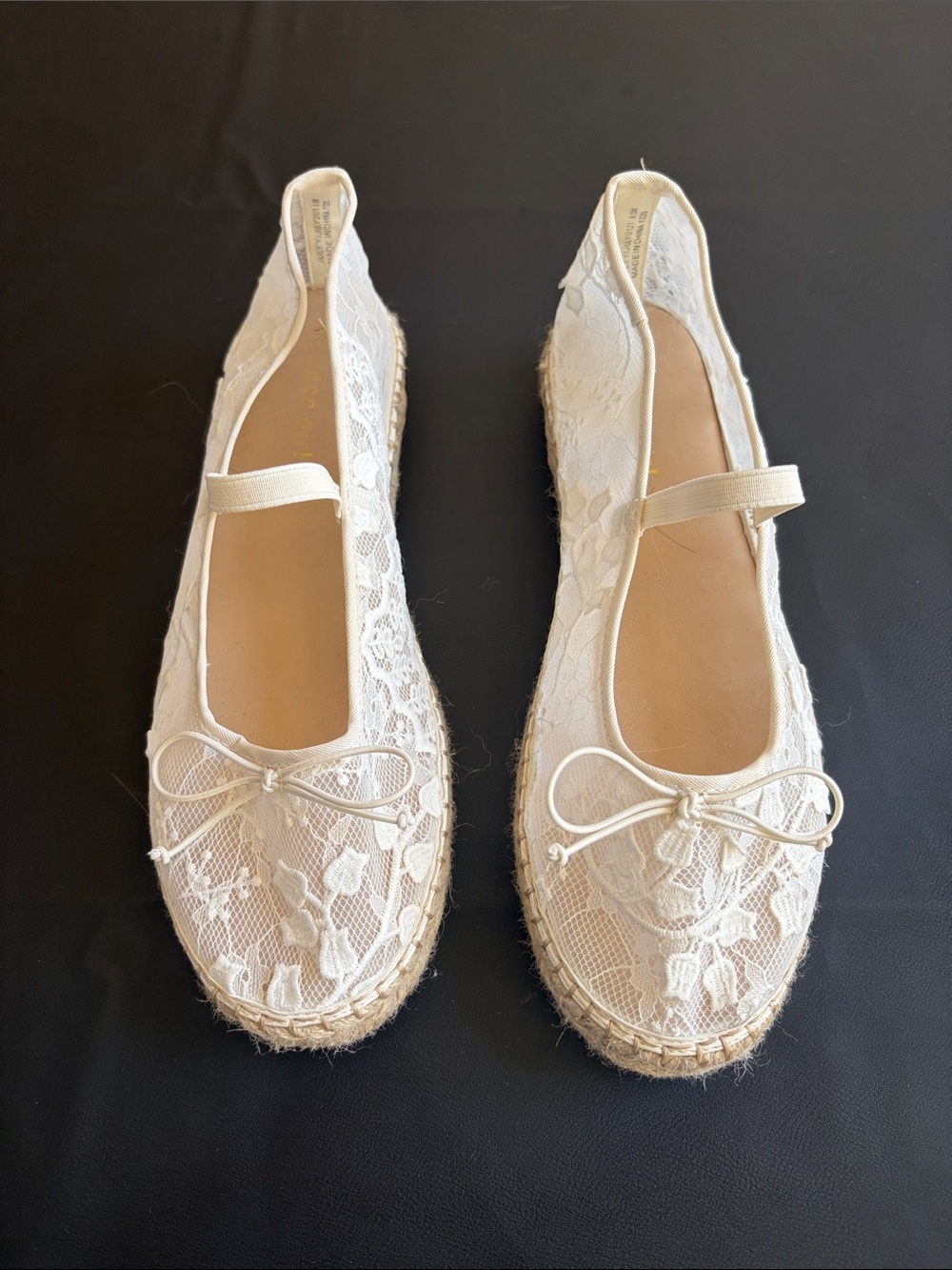 Madden Girl Ivory Lace Bow Mary Jane Ballet Flats 8.5
